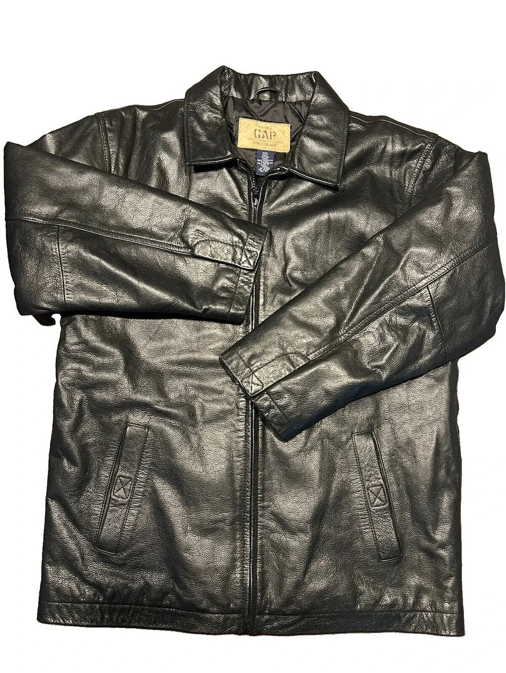 GAP Women’s XXL Black Genuine Leather Full Zip Jacket Quilted Lining